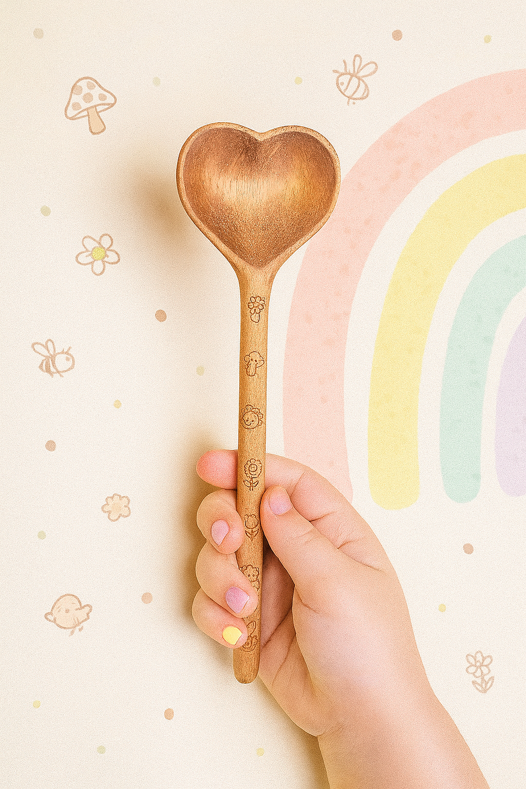 Wooden heart spoon for toddler sensory and pretend play — CC's Sensory Play Australia