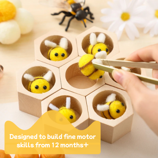 Montessori wooden bee sorting counting game for toddlers — CC's Sensory Play Australia