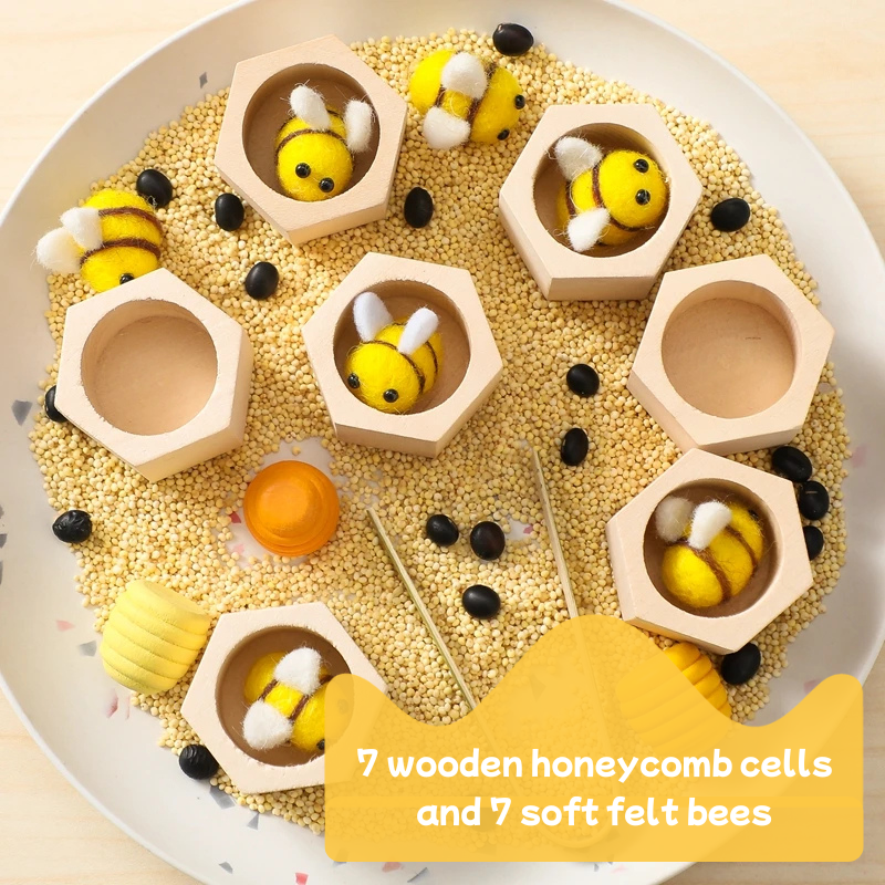 Montessori wooden bee sorting counting game for toddlers — CC's Sensory Play Australia