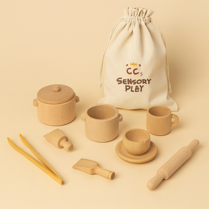 Bamboo tea sensory play set for toddlers imaginative play — CC's Sensory Play Australia
