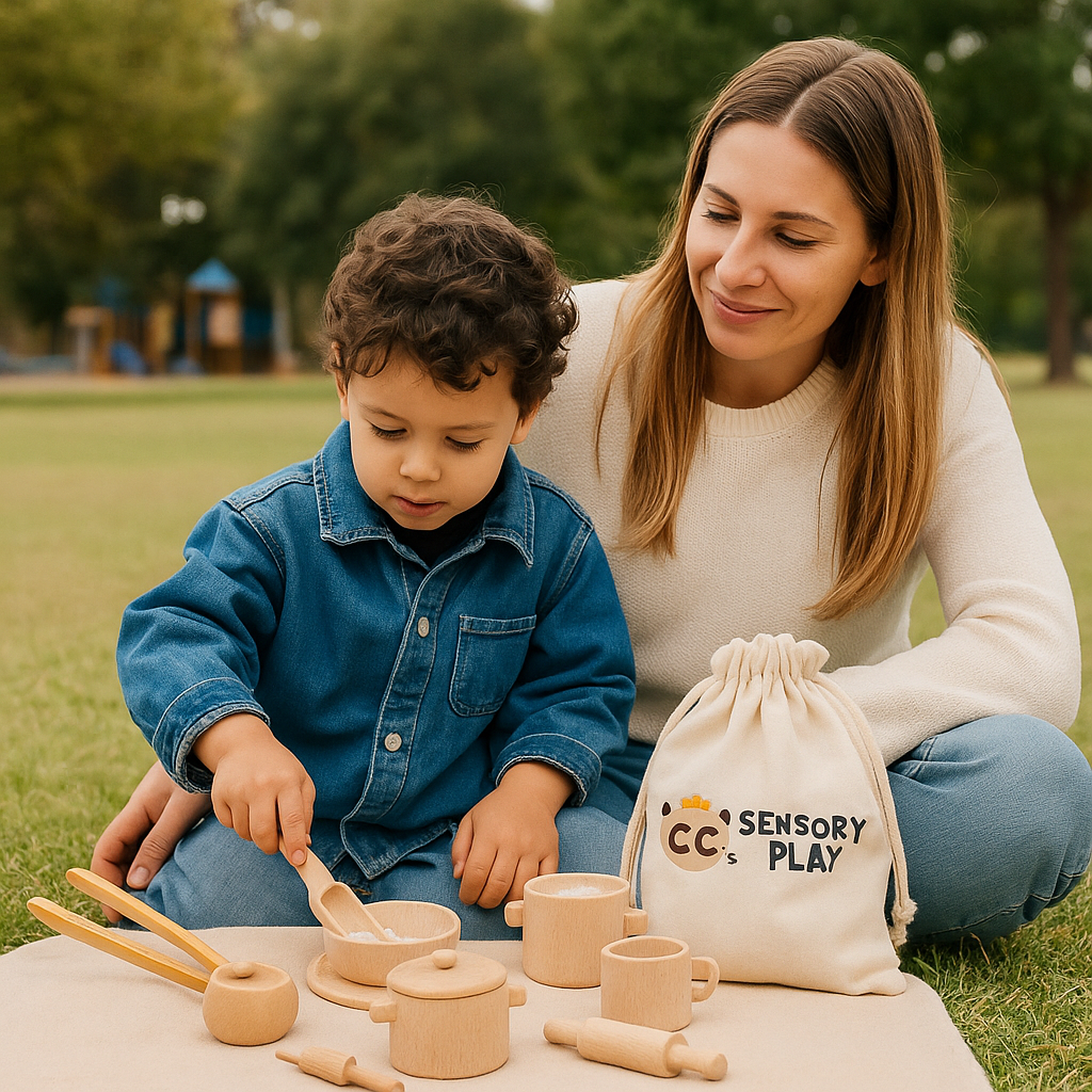 Bamboo tea sensory play set for toddlers imaginative play — CC's Sensory Play Australia