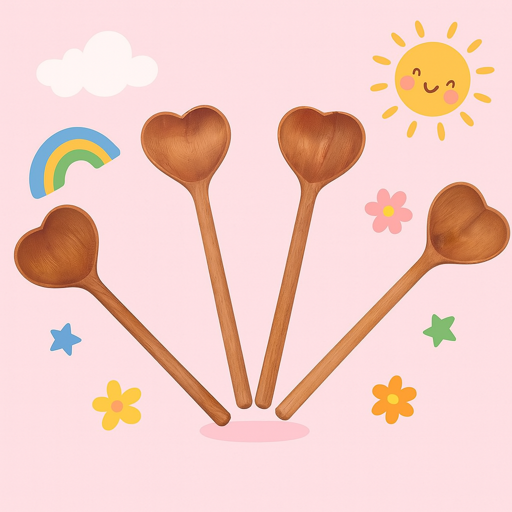 Wooden heart spoon for toddler sensory and pretend play — CC's Sensory Play Australia