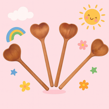 Wooden heart spoon for toddler sensory and pretend play — CC's Sensory Play Australia