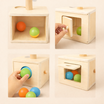 Wooden Montessori slide and discover ball run toy for toddlers — CC's Sensory Play Australia