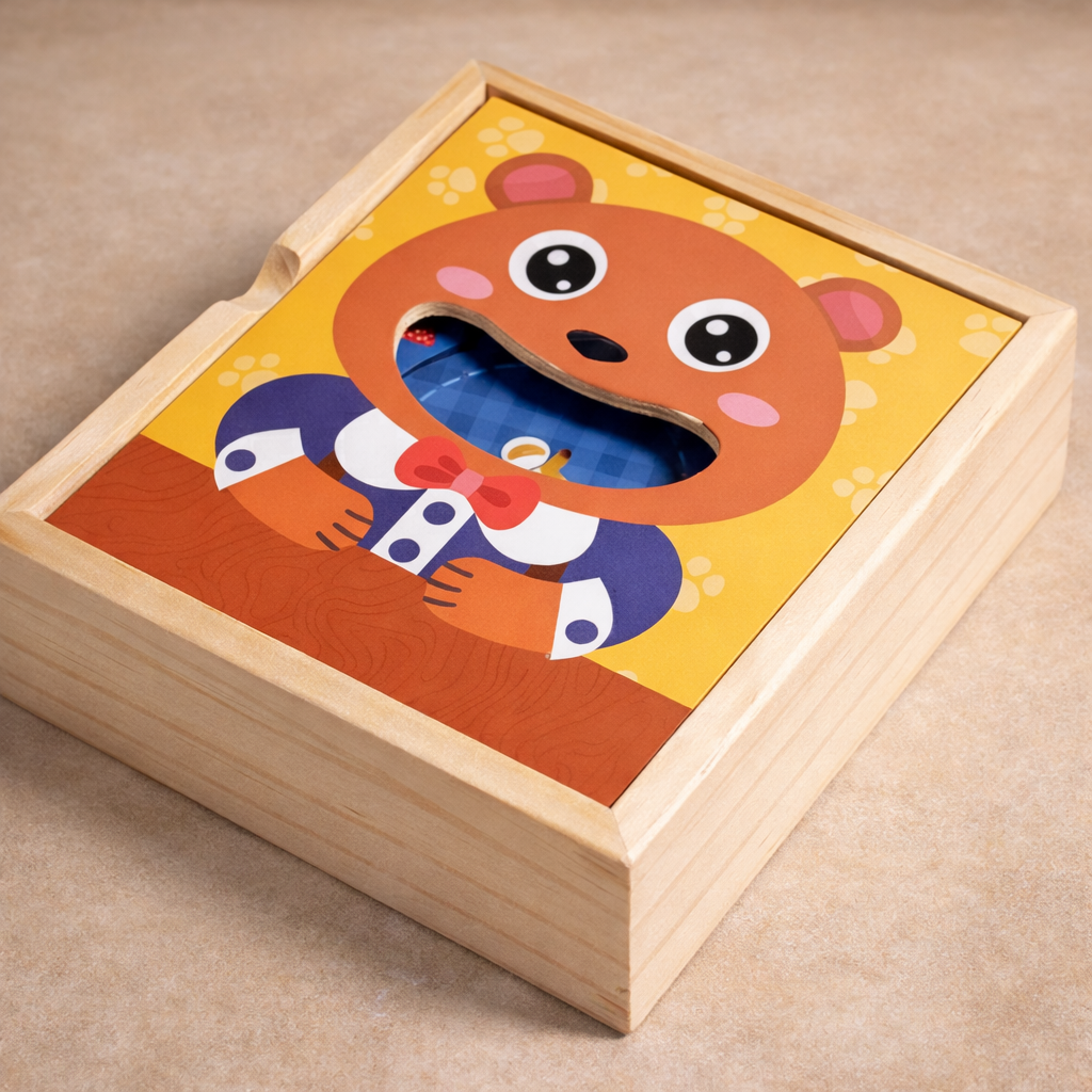 Montessori wooden feed the hungry bear fine motor toy for toddlers — CC's Sensory Play Australia
