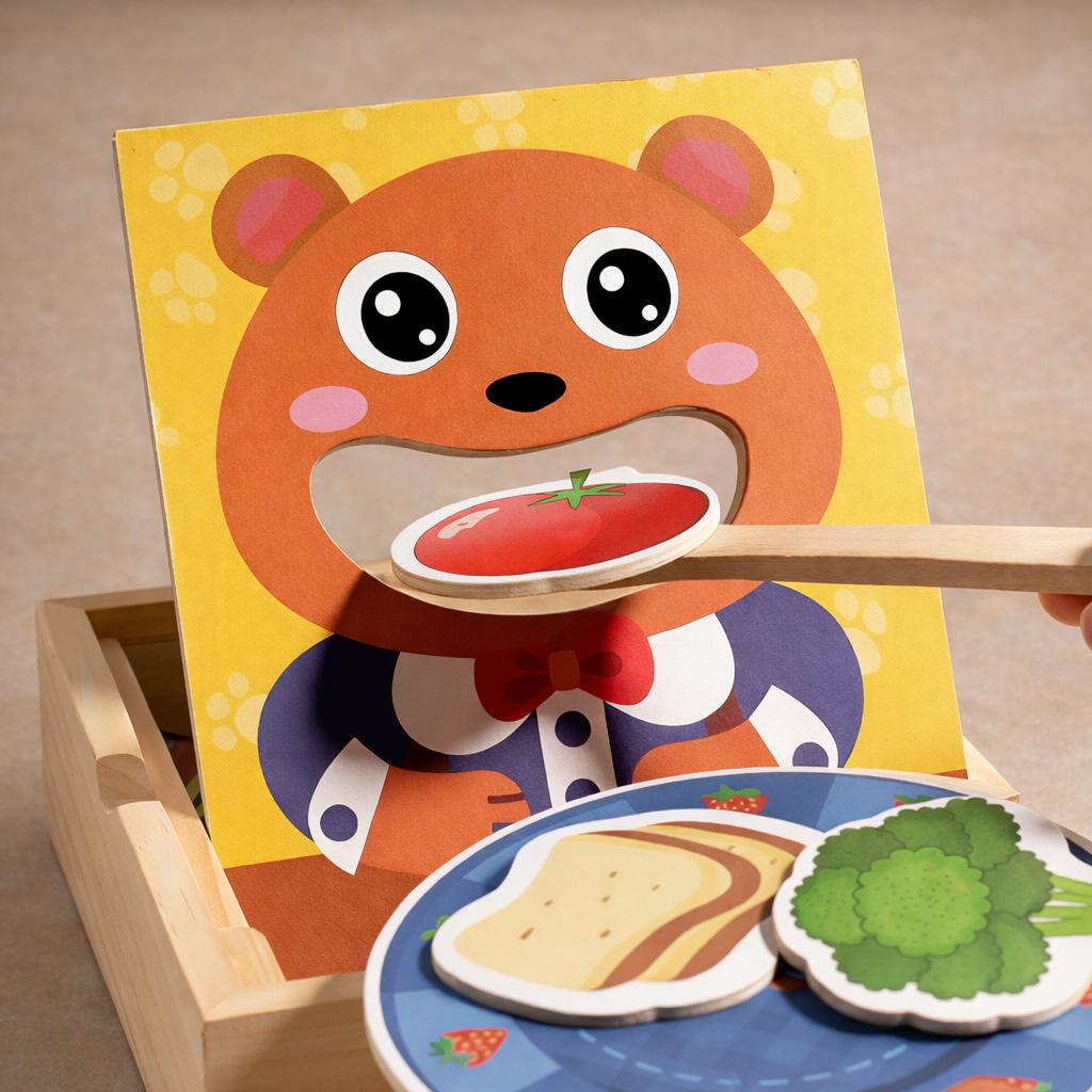 Montessori wooden feed the hungry bear fine motor toy for toddlers — CC's Sensory Play Australia