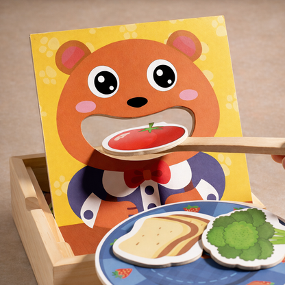 Montessori wooden feed the hungry bear fine motor toy for toddlers — CC's Sensory Play Australia