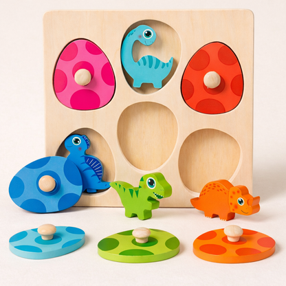 Wooden dino eggs discovery matching puzzle for toddlers — CC's Sensory Play Australia