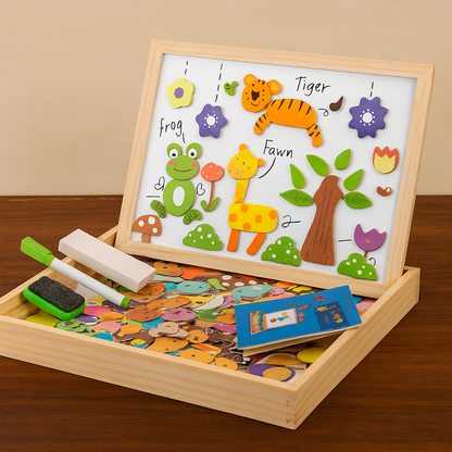 Wooden magnetic drawing and puzzle learning board for kids — CC's Sensory Play Australia