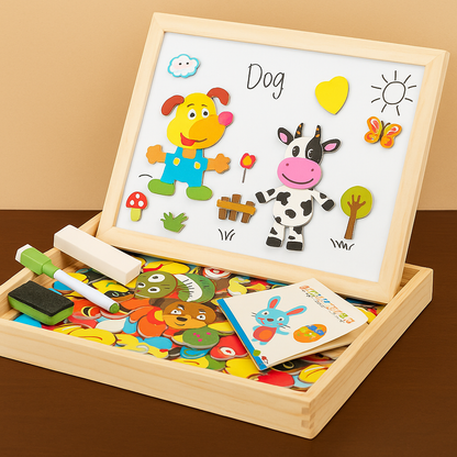 Wooden magnetic drawing and puzzle learning board for kids — CC's Sensory Play Australia