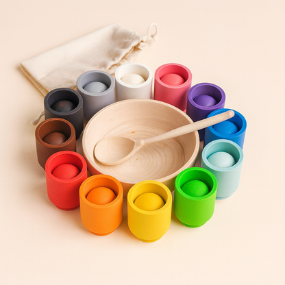 Montessori Wooden Rainbow Playset