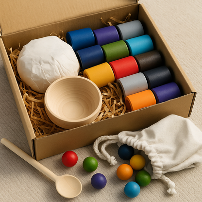 Montessori Wooden Rainbow Playset