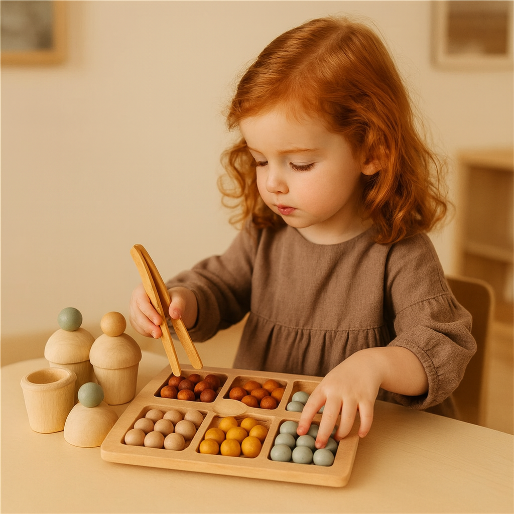 Montessori wooden counting and sorting play set for toddlers — CC's Sensory Play Australia