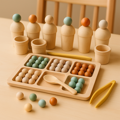 Montessori wooden counting and sorting play set for toddlers — CC's Sensory Play Australia