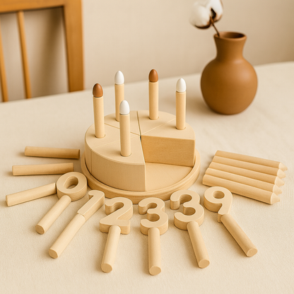 Wooden maths play cake counting toy for toddlers — CC's Sensory Play Australia