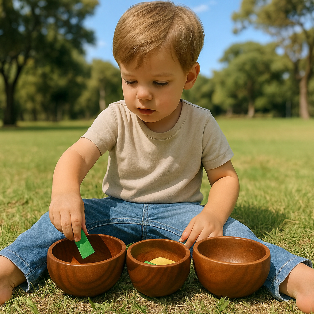 Montessori wooden sorting bowls for sensory play — CC's Sensory Play Australia