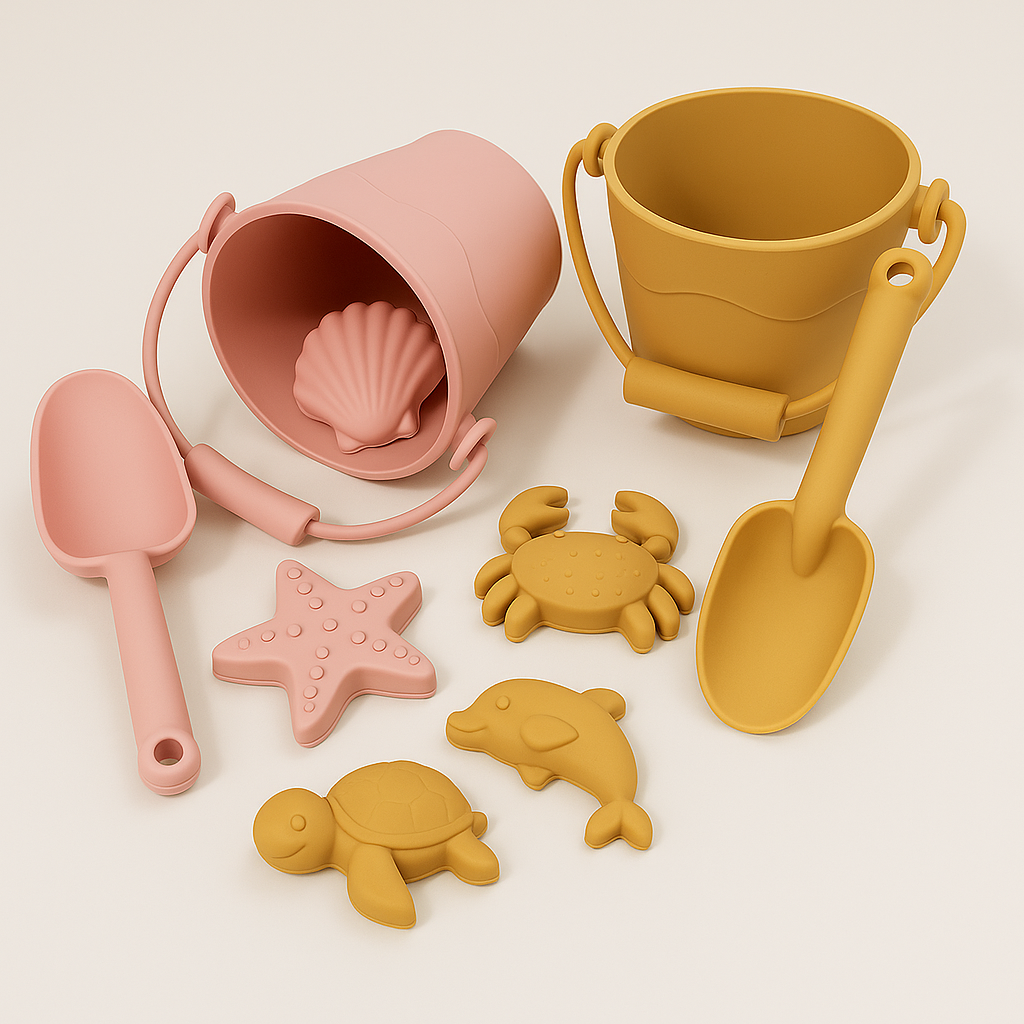 Silicone beach bucket set for kids sand and water play — CC's Sensory Play Australia