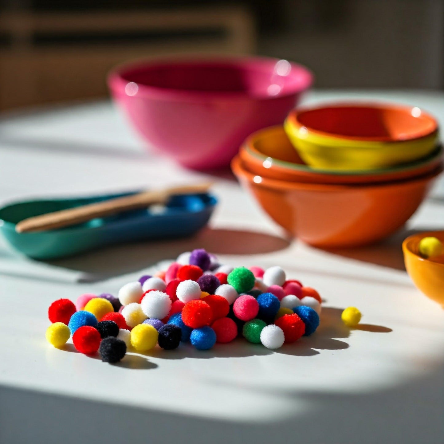 Rainbow Pom Pom Counting & Sorting Set