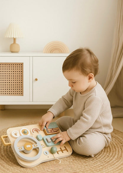 Montessori wooden car steering board for sensory tray play — CC's Sensory Play Australia
