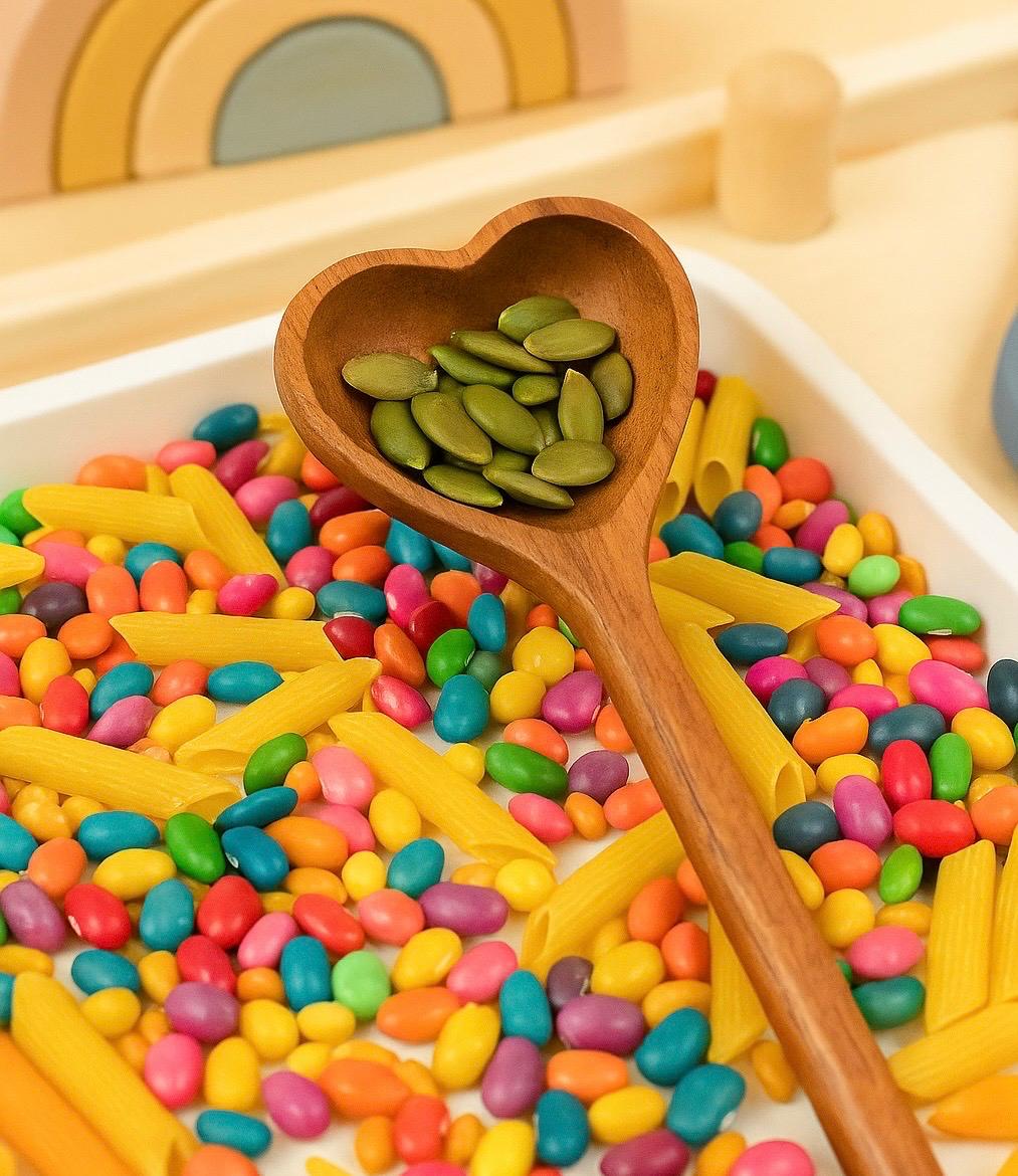 Wooden heart spoon for toddler sensory and pretend play — CC's Sensory Play Australia