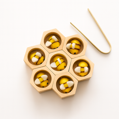 Montessori wooden bee sorting counting game for toddlers — CC's Sensory Play Australia